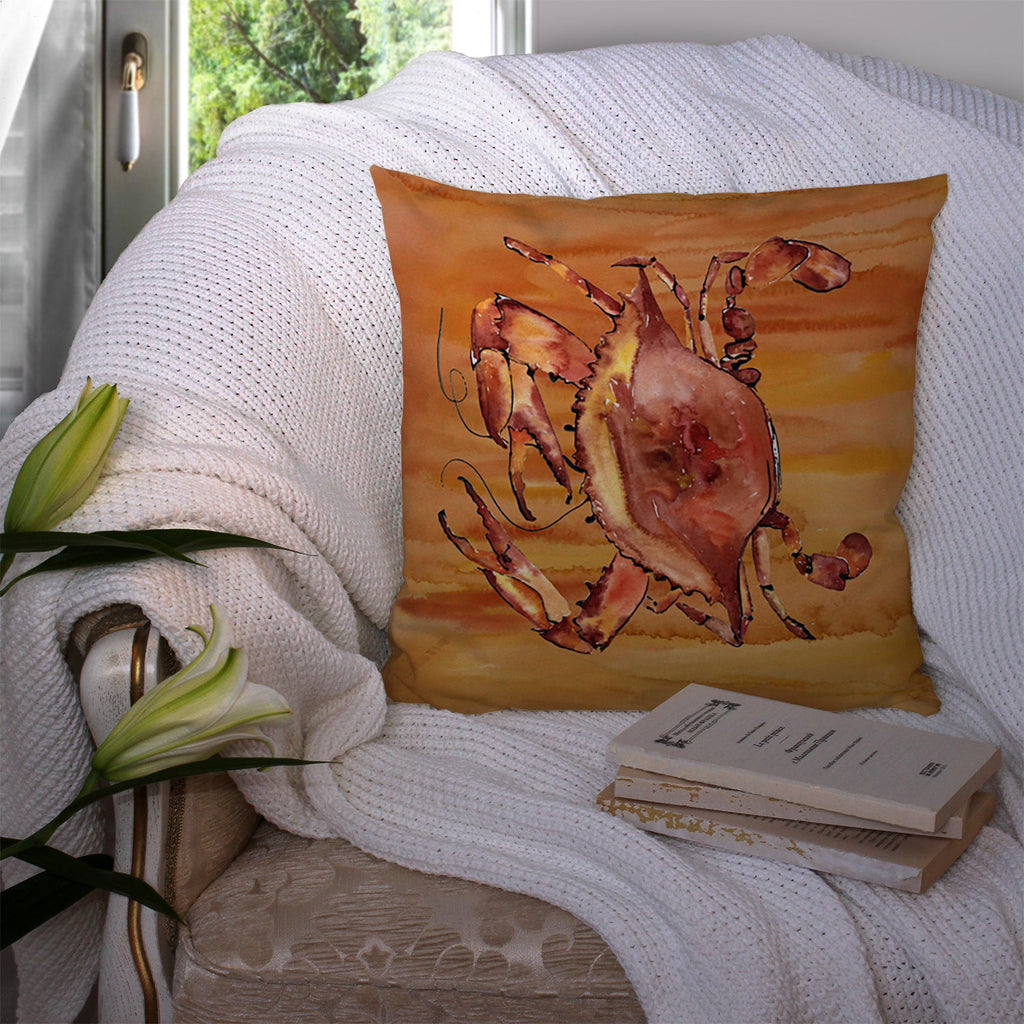 Cooked Crab Spicy Hot Decorative Throw Pillow 14x14 Indoor Outdoor Accent Cushion, Fabric Cover with Insert for Sofa, Bed, Porch & Living Room