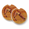 Cooked Shrimp Spicy Hot Set of 2 Cup Holder Car Coasters Absorbent Round Sandstone Coasters Gifts for Men or Women, 2.5, Multicolor