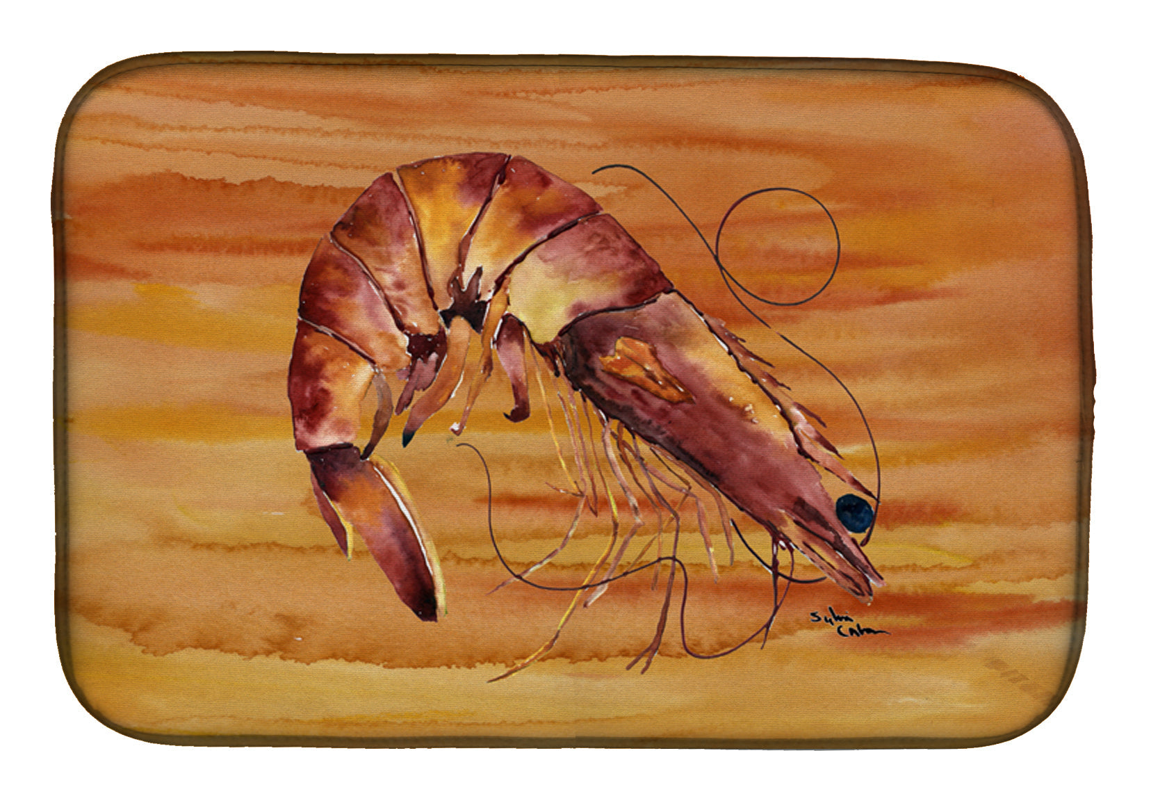 Cooked Shrimp Spicy Hot Dish Drying Mat Absorbent Dish Drying Mat Pad for Kitchen Counter Dish Drainer Mat for Countertop, 14 x 21", Multicolor