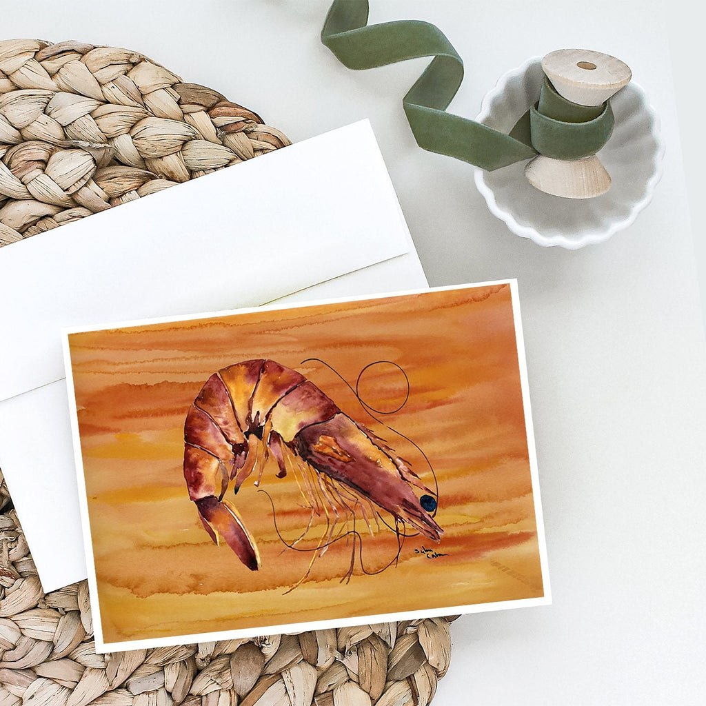 Cooked Shrimp Spicy Hot Greeting Cards Pack of 8 Blank Cards with Envelopes Whimsical A7 Size 5x7