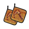 Cooked Shrimp Spicy Hot Pot Holder Set of 2 Heat Resistant Quilted Hot Pads 7.5 x 7.5 Inch, Insulated Kitchen Trivets for Cooking & Baking