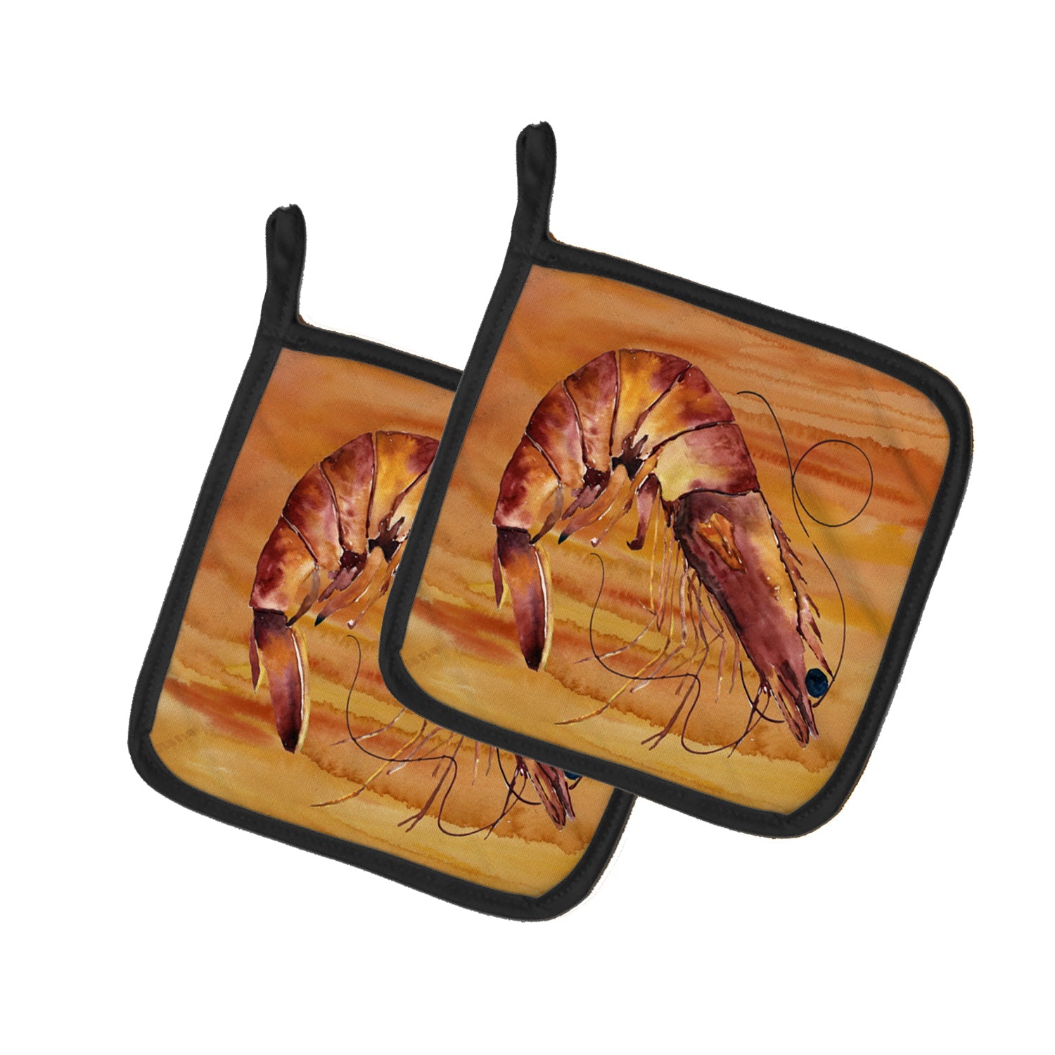 Cooked Shrimp Spicy Hot Pot Holder Set of 2 Heat Resistant Quilted Hot Pads 7.5 x 7.5 Inch, Insulated Kitchen Trivets for Cooking & Baking