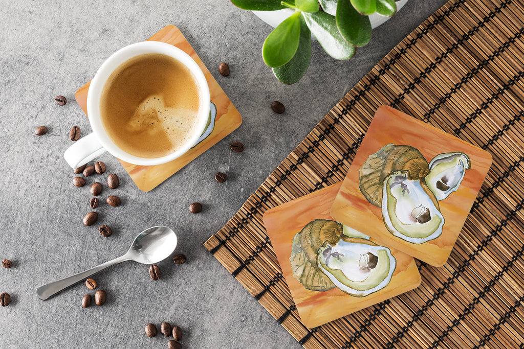 Oyster Hot and Spicy Foam Coasters Set of 4 Cup Coasters for Indoor Outdoor, Tabletop Protection, Anti Slip, Mouse pad Material