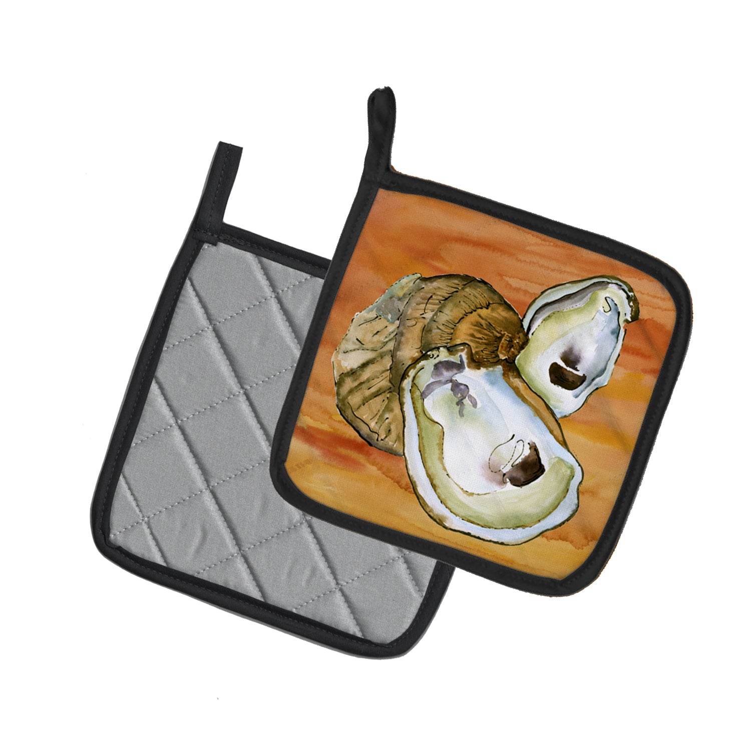 Oyster Hot and Spicy Pot Holder Set of 2 Heat Resistant Quilted Hot Pads 7.5 x 7.5 Inch, Insulated Kitchen Trivets for Cooking & Baking