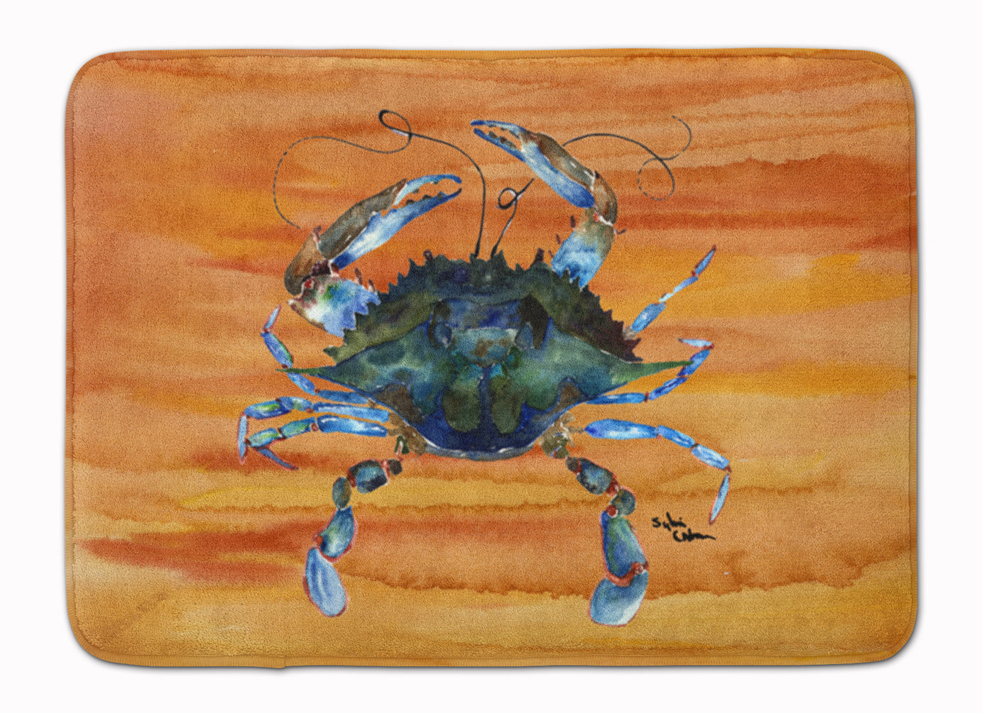 Male Blue Crab Spicy Hot Memory Foam Kitchen Mat Machine Washable Anti-Fatigue Cushion Comfort Bath or Kitchen Rug
