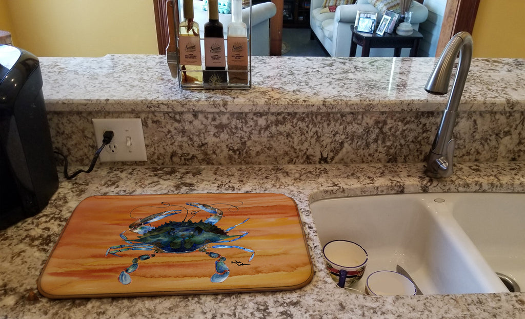 Male Blue Crab Spicy Hot Dish Drying Mat Absorbent Dish Drying Mat Pad for Kitchen Counter Dish Drainer Mat for Countertop, 14 x 21", Multicolor