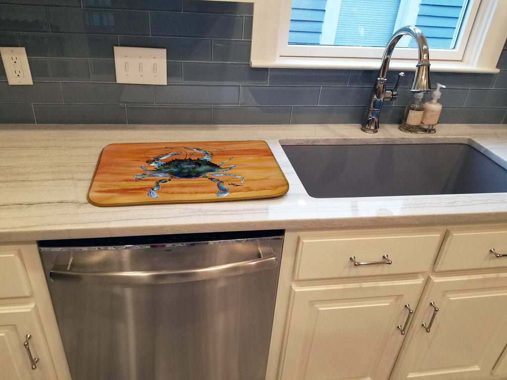 Male Blue Crab Spicy Hot Dish Drying Mat Absorbent Dish Drying Mat Pad for Kitchen Counter Dish Drainer Mat for Countertop, 14 x 21", Multicolor