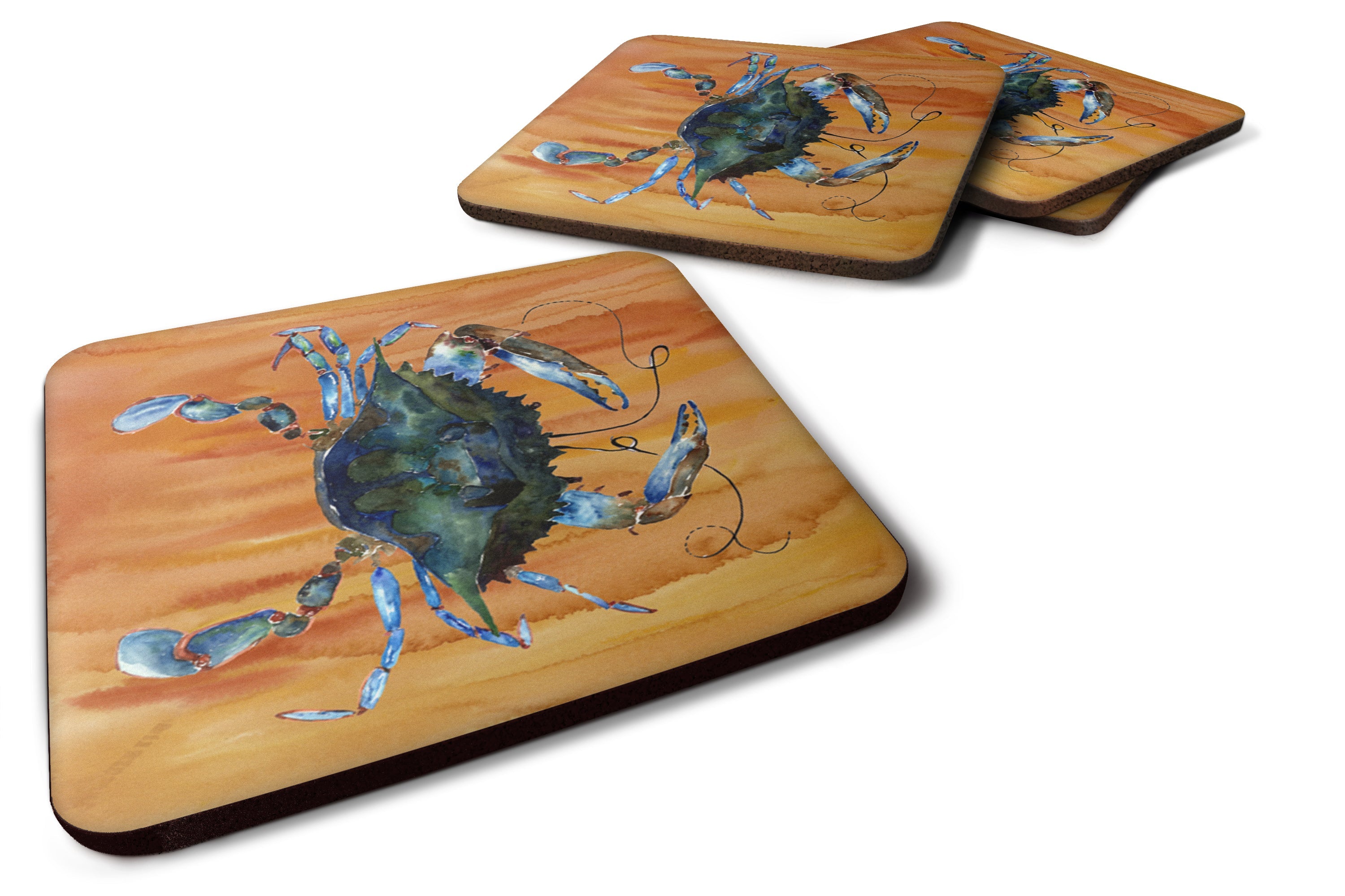 Male Blue Crab Spicy Hot Foam Coasters Set of 4 Cup Coasters for Indoor Outdoor, Tabletop Protection, Anti Slip, Mouse pad Material