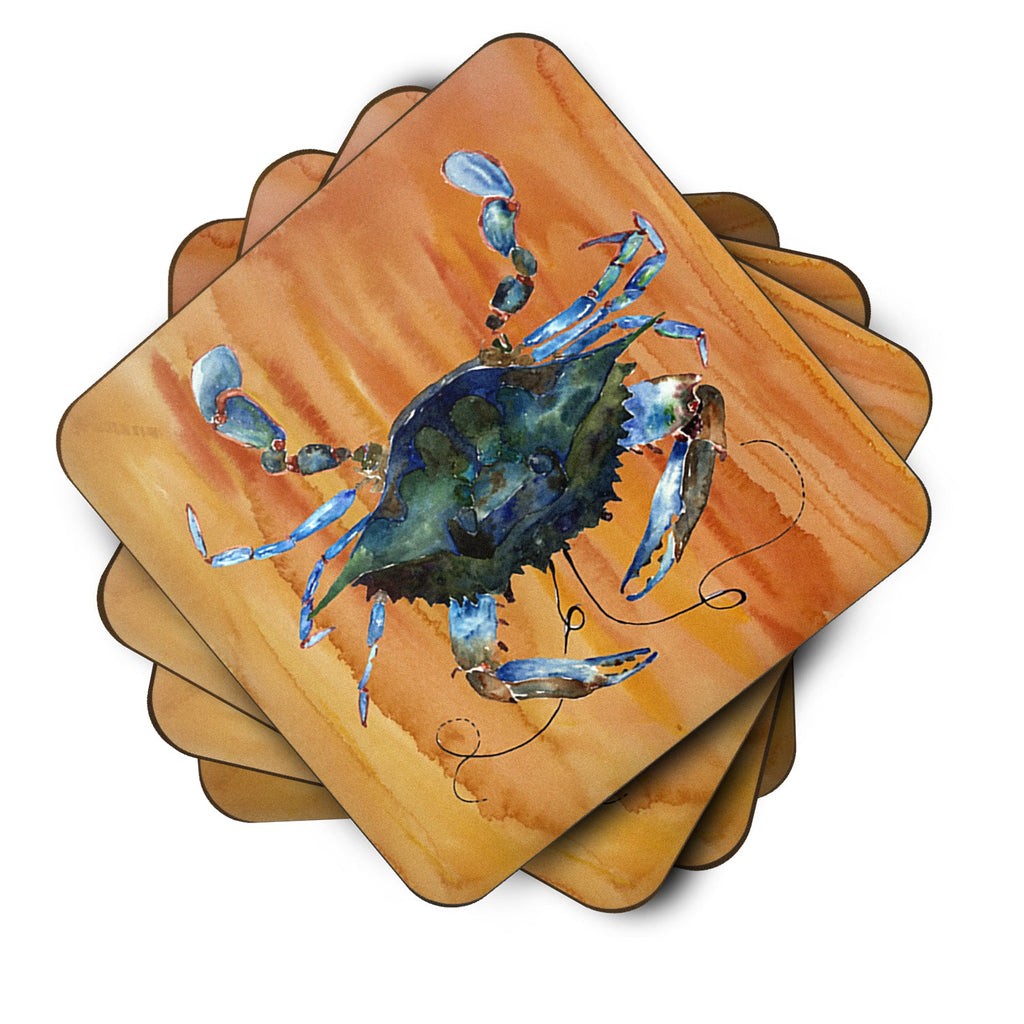 Male Blue Crab Spicy Hot Foam Coasters Set of 4 Cup Coasters for Indoor Outdoor, Tabletop Protection, Anti Slip, Mouse pad Material