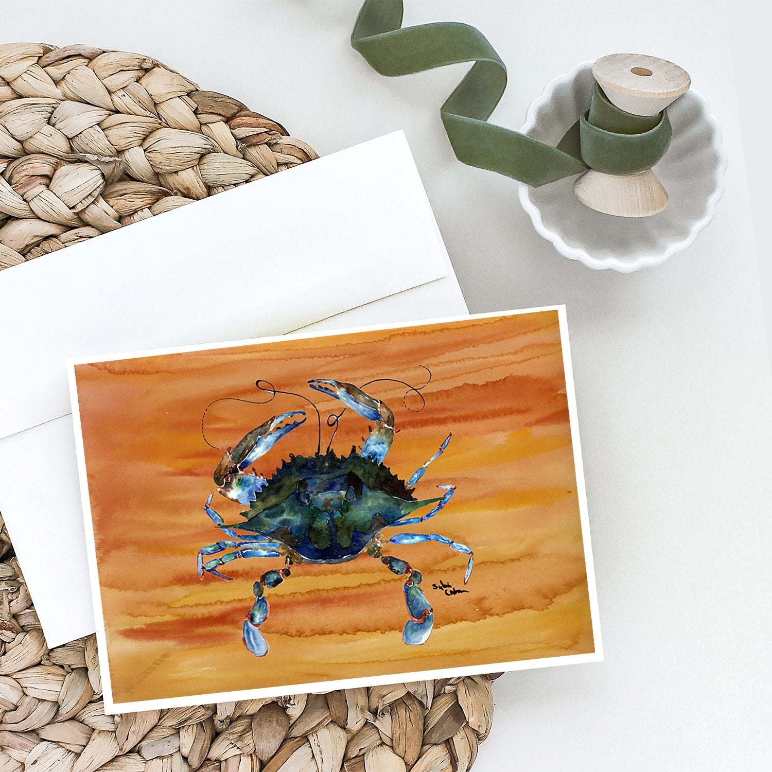 Male Blue Crab Spicy Hot Greeting Cards Pack of 8 Blank Cards with Envelopes Whimsical A7 Size 5x7