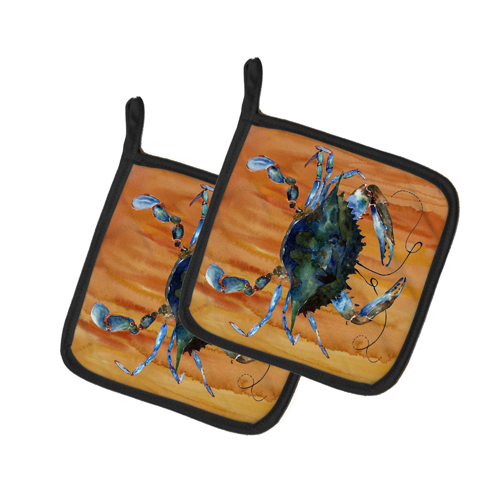 Male Blue Crab Spicy Hot Pot Holder Set of 2 Heat Resistant Quilted Hot Pads 7.5 x 7.5 Inch, Insulated Kitchen Trivets for Cooking & Baking