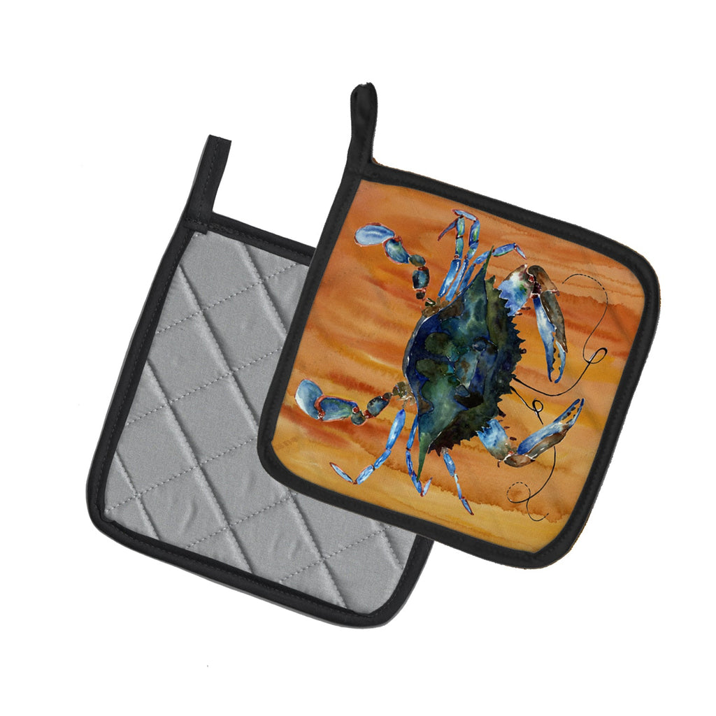 Male Blue Crab Spicy Hot Pot Holder Set of 2 Heat Resistant Quilted Hot Pads 7.5 x 7.5 Inch, Insulated Kitchen Trivets for Cooking & Baking