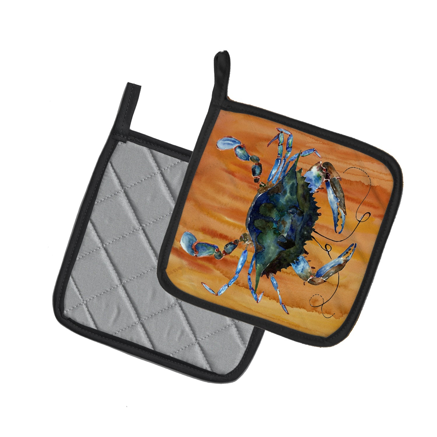 Male Blue Crab Spicy Hot Pot Holder Set of 2 Heat Resistant Quilted Hot Pads 7.5 x 7.5 Inch, Insulated Kitchen Trivets for Cooking & Baking
