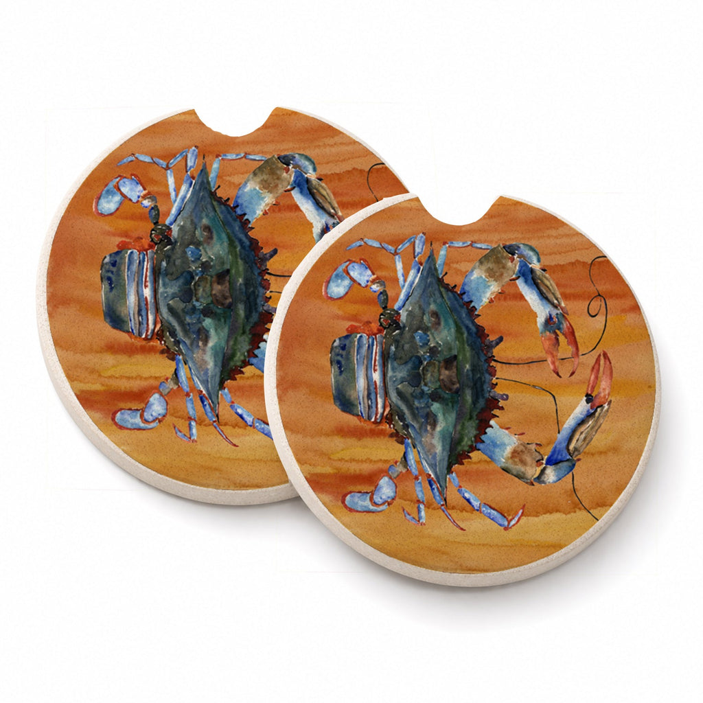 Male Blue Crab Spicy Hot Set of 2 Cup Holder Car Coasters Absorbent Round Sandstone Coasters Gifts for Men or Women, 2.5, Multicolor