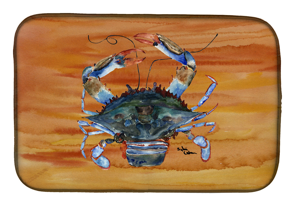 Male Blue Crab Spicy Hot Dish Drying Mat Absorbent Dish Drying Mat Pad for Kitchen Counter Dish Drainer Mat for Countertop, 14 x 21", Multicolor