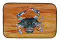Male Blue Crab Spicy Hot Dish Drying Mat Absorbent Dish Drying Mat Pad for Kitchen Counter Dish Drainer Mat for Countertop, 14 x 21", Multicolor