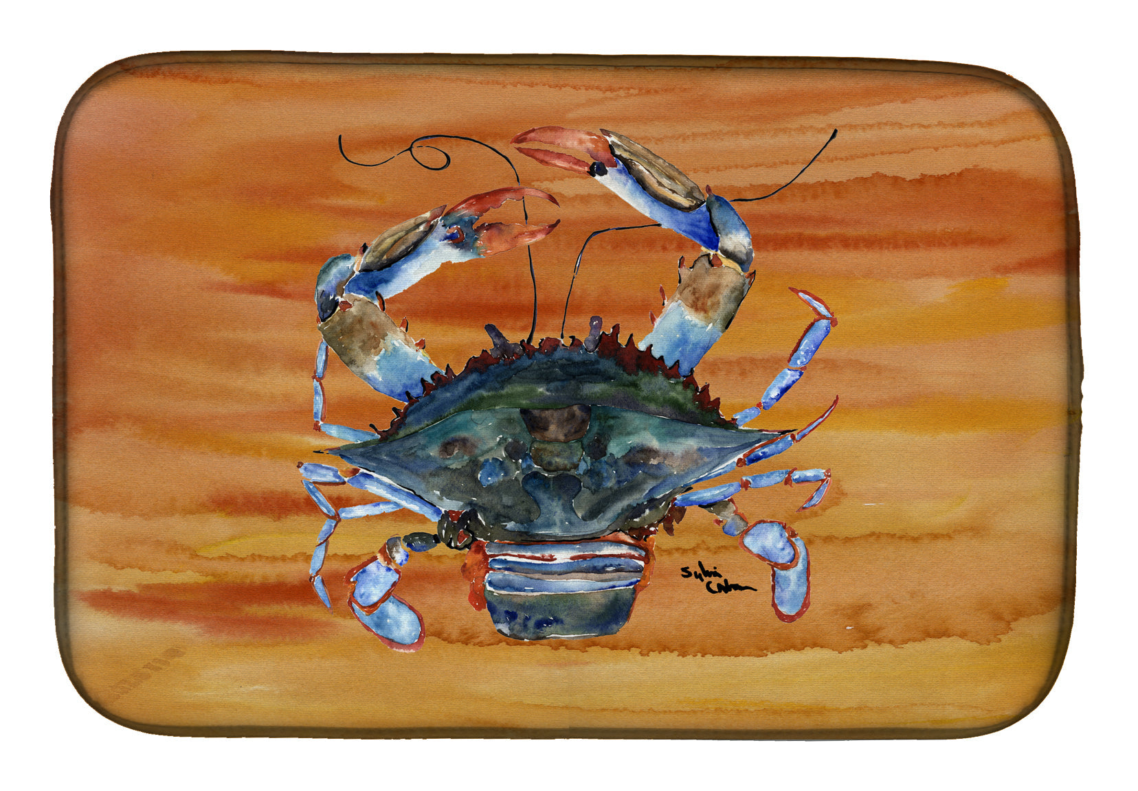 Male Blue Crab Spicy Hot Dish Drying Mat Absorbent Dish Drying Mat Pad for Kitchen Counter Dish Drainer Mat for Countertop, 14 x 21", Multicolor