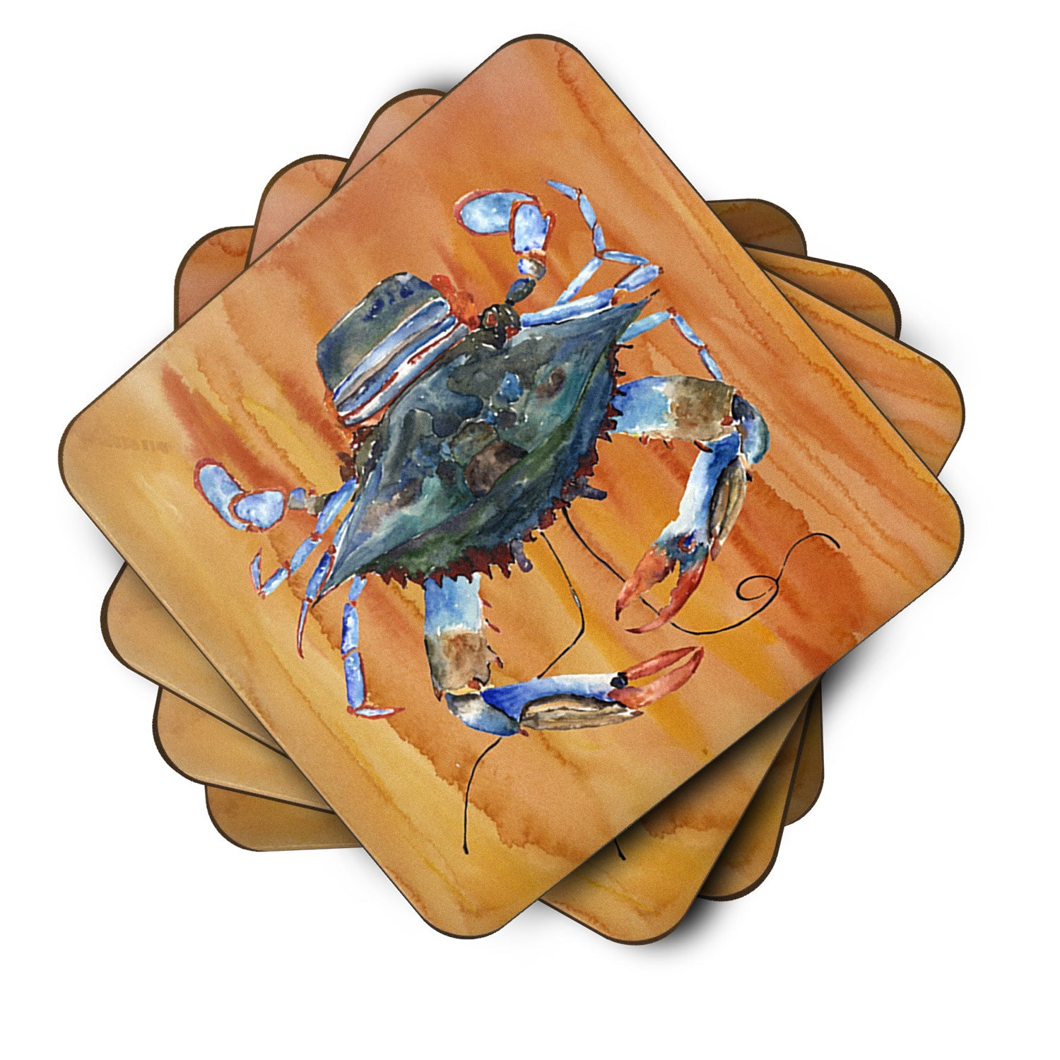 Male Blue Crab Spicy Hot Foam Coasters Set of 4 Cup Coasters for Indoor Outdoor, Tabletop Protection, Anti Slip, Mouse pad Material