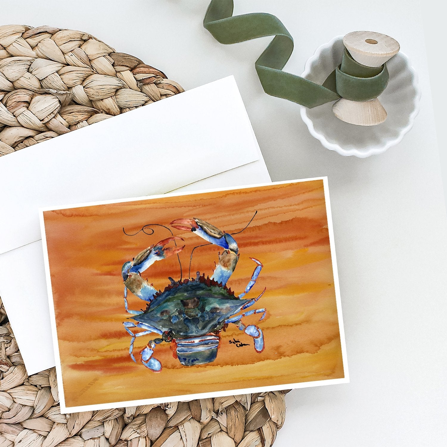 Male Blue Crab Spicy Hot Greeting Cards Pack of 8 Blank Cards with Envelopes Whimsical A7 Size 5x7