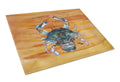 Male Blue Crab Spicy Hot Cutting Board Tempered Glass Kitchen Cutting Surface, Heat Resistant Chopping, Non-Slip Feet, Food Prep & Serving