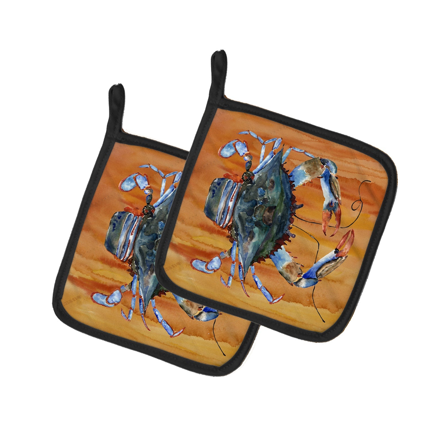 Male Blue Crab Spicy Hot Pot Holder Set of 2 Heat Resistant Quilted Hot Pads 7.5 x 7.5 Inch, Insulated Kitchen Trivets for Cooking & Baking