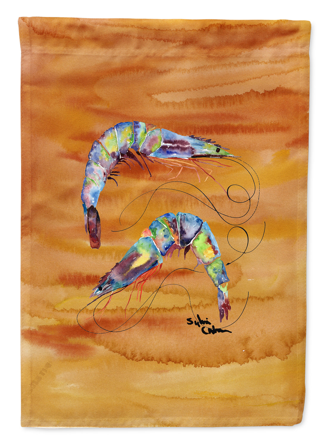 Shrimp Spicy Hot House Flag 28x40 Porch Sleeve Pole Decorative Outside Yard Banner Artwork Wall Hanging, Polyester