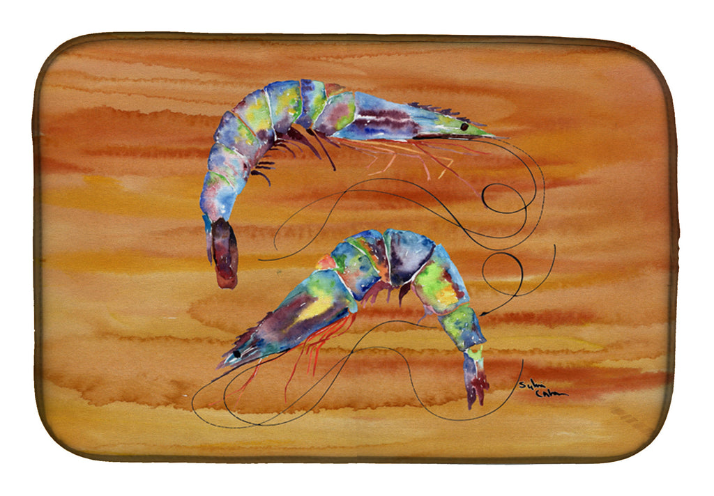 Shrimp Spicy Hot Dish Drying Mat Absorbent Dish Drying Mat Pad for Kitchen Counter Dish Drainer Mat for Countertop, 14 x 21", Multicolor