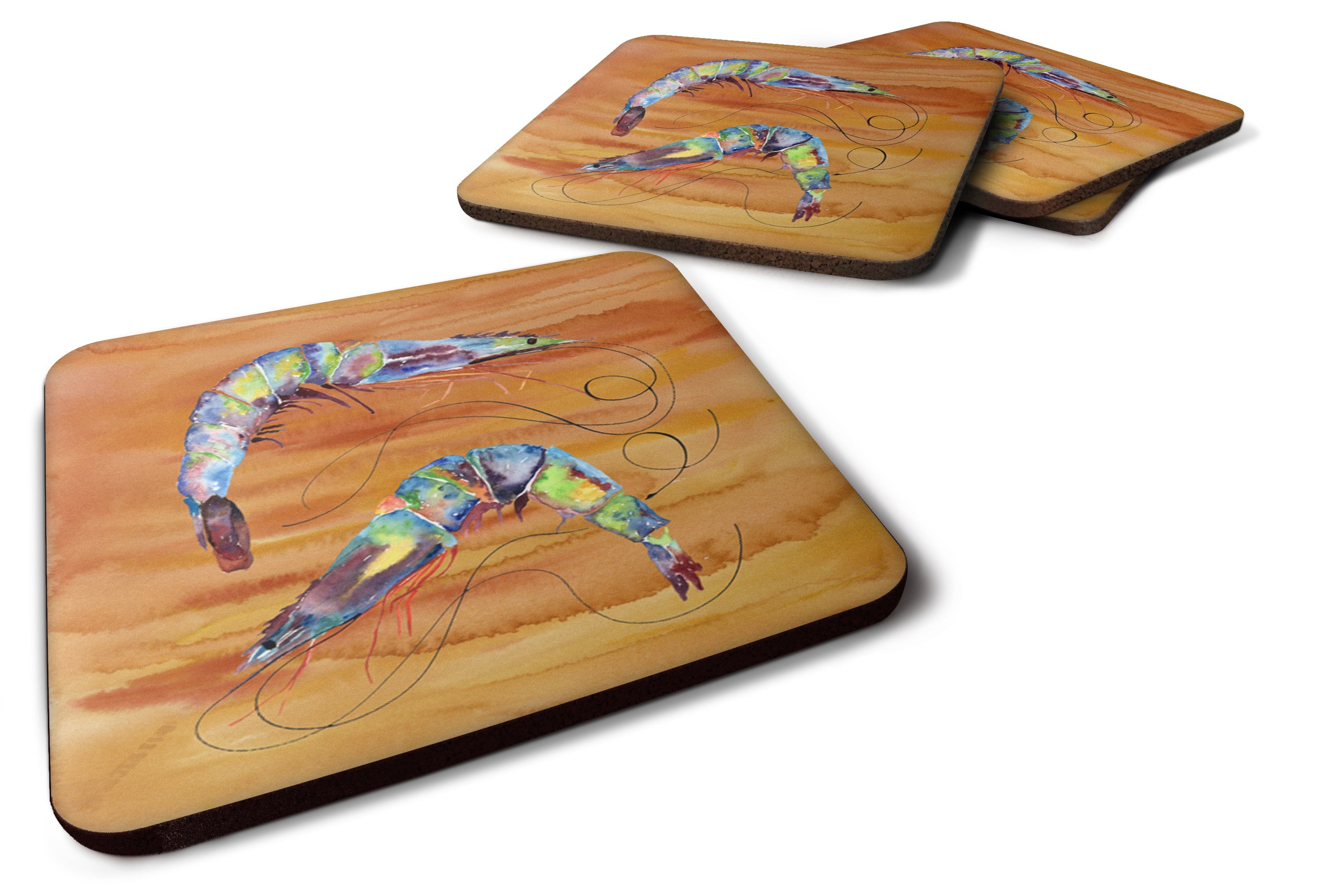 Shrimp Spicy Hot Foam Coasters Set of 4 Cup Coasters for Indoor Outdoor, Tabletop Protection, Anti Slip, Mouse pad Material