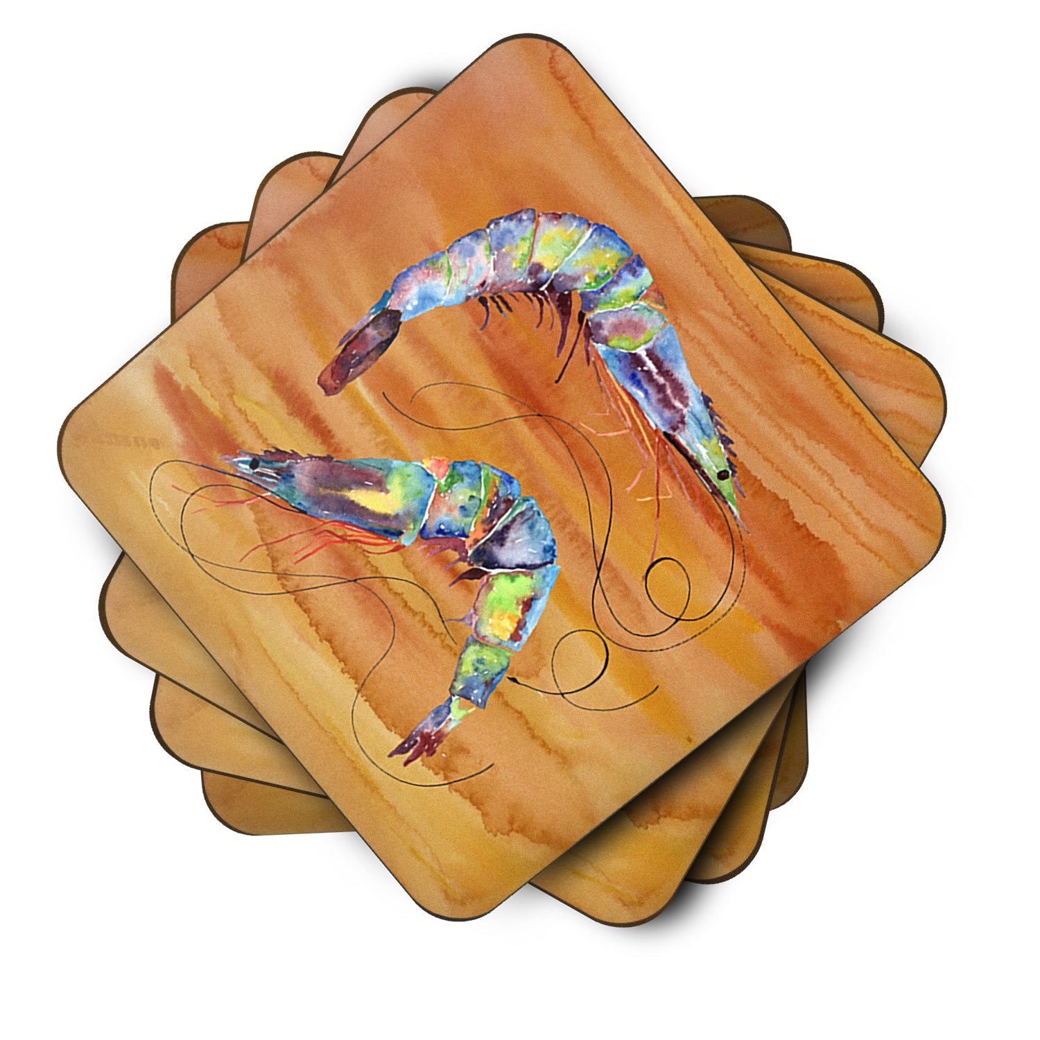 Shrimp Spicy Hot Foam Coasters Set of 4 Cup Coasters for Indoor Outdoor, Tabletop Protection, Anti Slip, Mouse pad Material