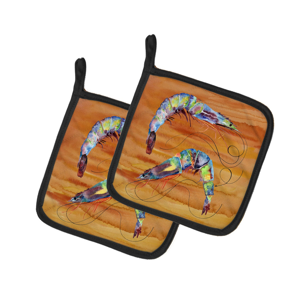 Shrimp Spicy Hot Pot Holder Set of 2 Heat Resistant Quilted Hot Pads 7.5 x 7.5 Inch, Insulated Kitchen Trivets for Cooking & Baking