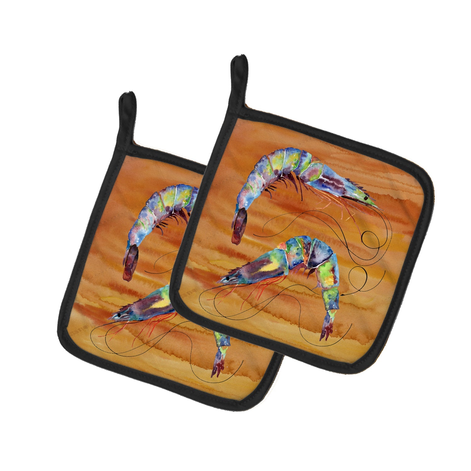 Shrimp Spicy Hot Pot Holder Set of 2 Heat Resistant Quilted Hot Pads 7.5 x 7.5 Inch, Insulated Kitchen Trivets for Cooking & Baking