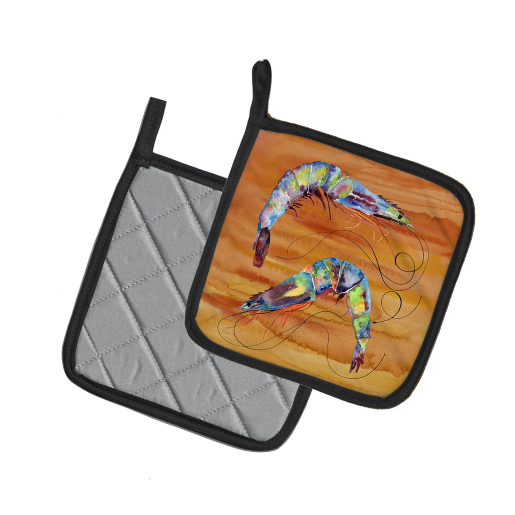 Shrimp Spicy Hot Pot Holder Set of 2 Heat Resistant Quilted Hot Pads 7.5 x 7.5 Inch, Insulated Kitchen Trivets for Cooking & Baking