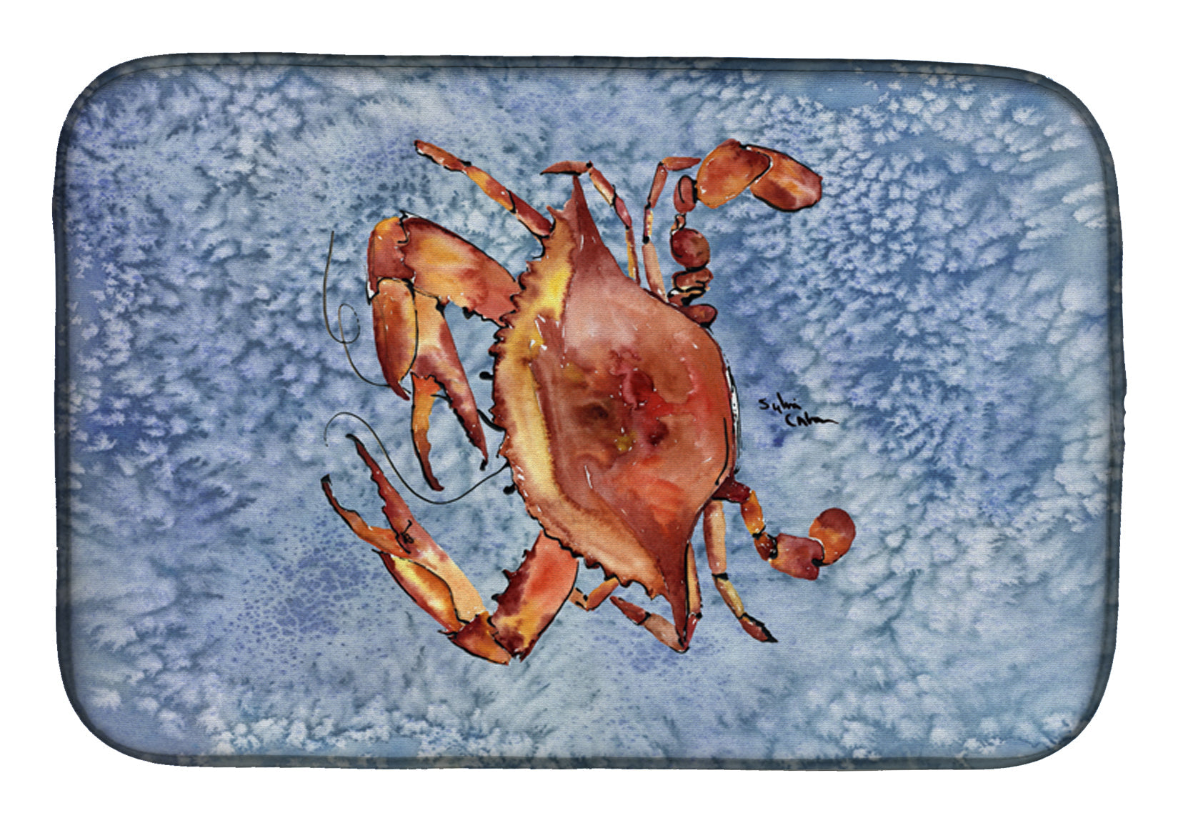 Cooked Crab Cool Blue Water Dish Drying Mat Absorbent Dish Drying Mat Pad for Kitchen Counter Dish Drainer Mat for Countertop, 14 x 21", Multicolor