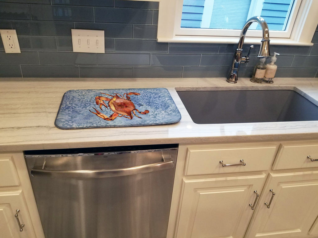 Cooked Crab Cool Blue Water Dish Drying Mat Absorbent Dish Drying Mat Pad for Kitchen Counter Dish Drainer Mat for Countertop, 14 x 21", Multicolor