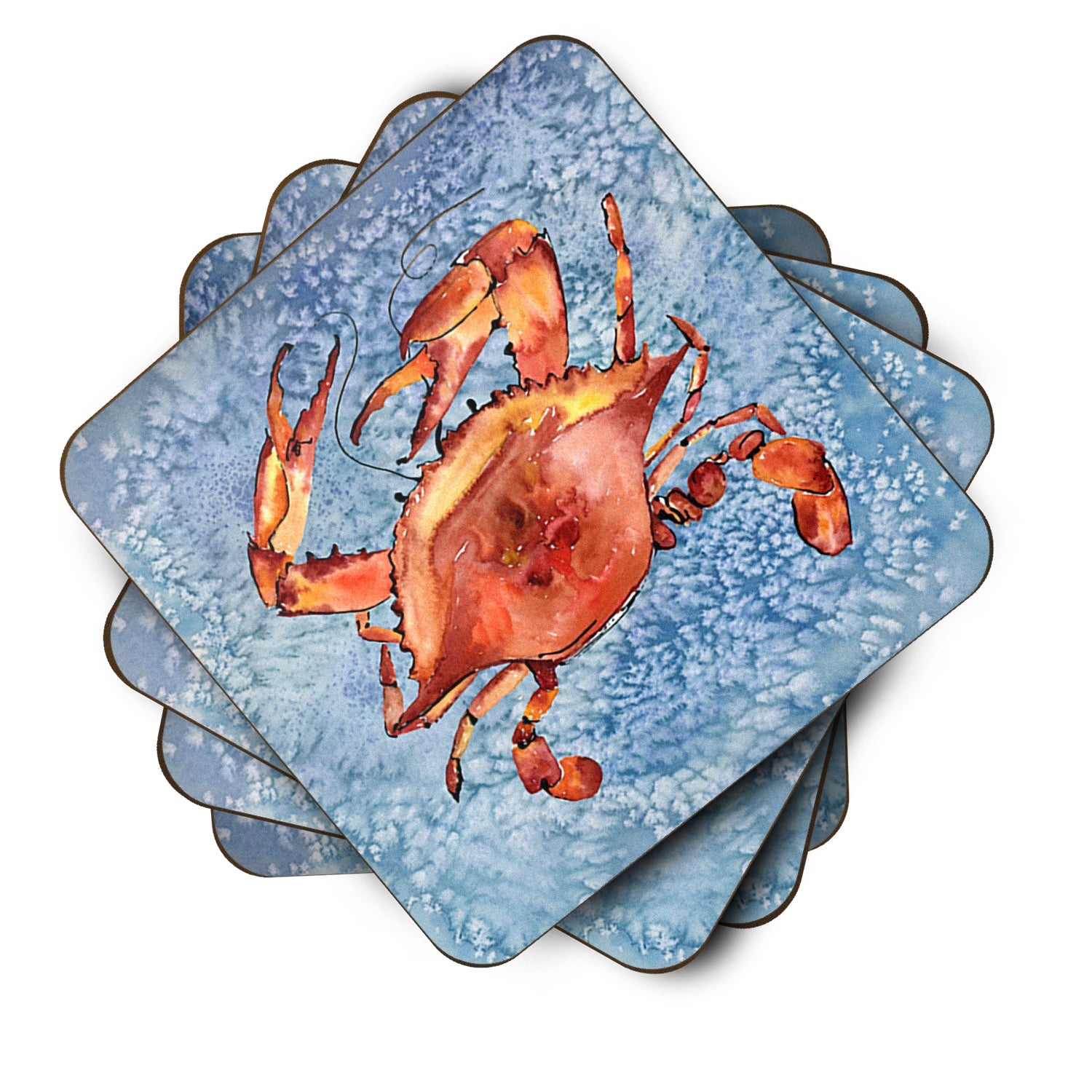 Cooked Crab Cool Blue Water Foam Coasters Set of 4 Cup Coasters for Indoor Outdoor, Tabletop Protection, Anti Slip, Mouse pad Material