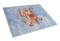 Cooked Crab Cool Blue Water Cutting Board Tempered Glass Kitchen Cutting Surface, Heat Resistant Chopping, Non-Slip Feet, Food Prep & Serving