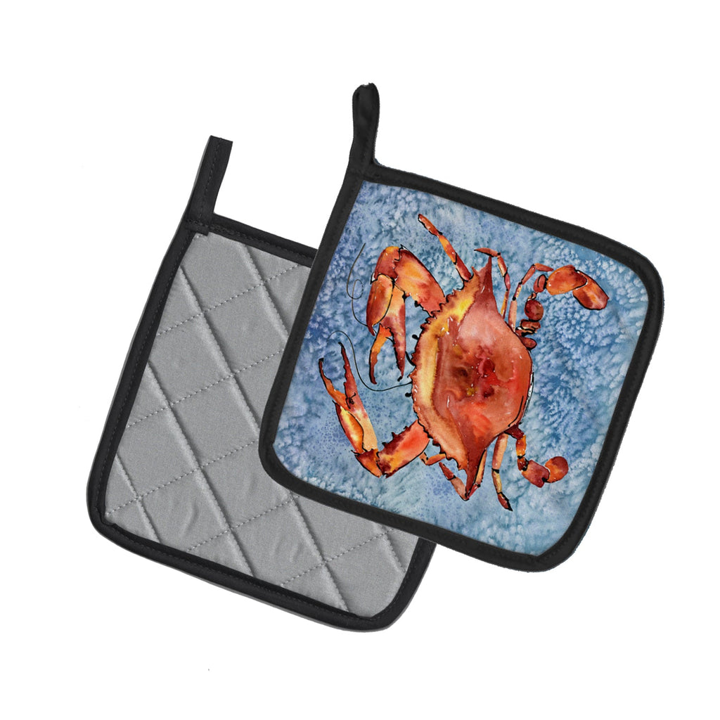 Cooked Crab Cool Blue Water Pot Holder Set of 2 Heat Resistant Quilted Hot Pads 7.5 x 7.5 Inch, Insulated Kitchen Trivets for Cooking & Baking