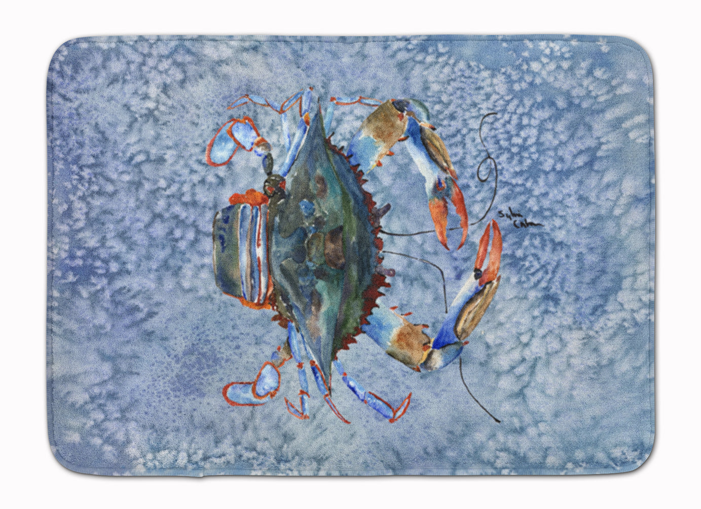 Female Blue Crab Cool Blue Water Memory Foam Kitchen Mat Machine Washable Anti-Fatigue Cushion Comfort Bath or Kitchen Rug
