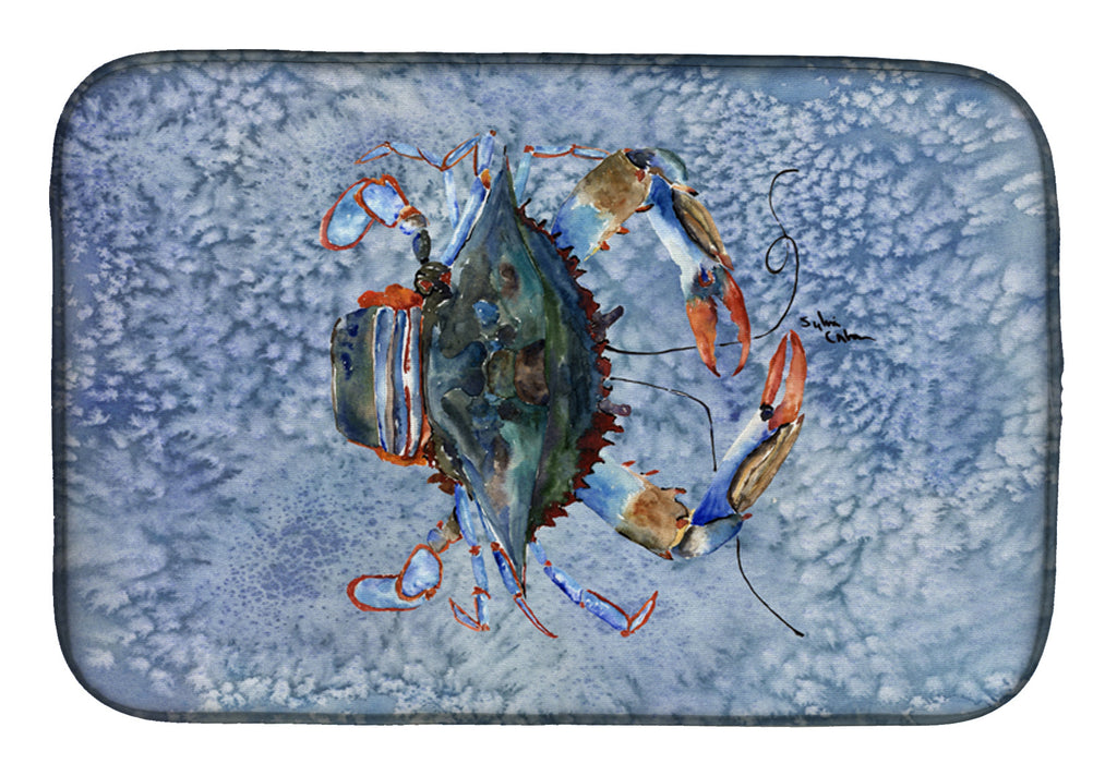 Female Blue Crab Cool Blue Water Dish Drying Mat Absorbent Dish Drying Mat Pad for Kitchen Counter Dish Drainer Mat for Countertop, 14 x 21", Multicolor
