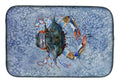 Female Blue Crab Cool Blue Water Dish Drying Mat Absorbent Dish Drying Mat Pad for Kitchen Counter Dish Drainer Mat for Countertop, 14 x 21", Multicolor