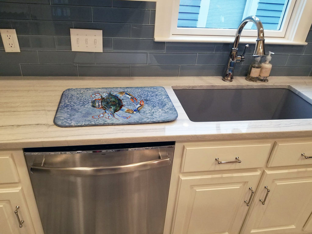 Female Blue Crab Cool Blue Water Dish Drying Mat Absorbent Dish Drying Mat Pad for Kitchen Counter Dish Drainer Mat for Countertop, 14 x 21", Multicolor