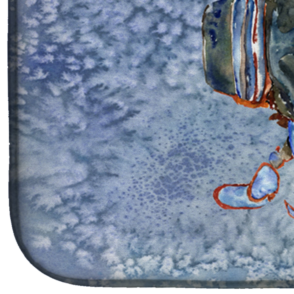 Female Blue Crab Cool Blue Water Dish Drying Mat Absorbent Dish Drying Mat Pad for Kitchen Counter Dish Drainer Mat for Countertop, 14 x 21", Multicolor