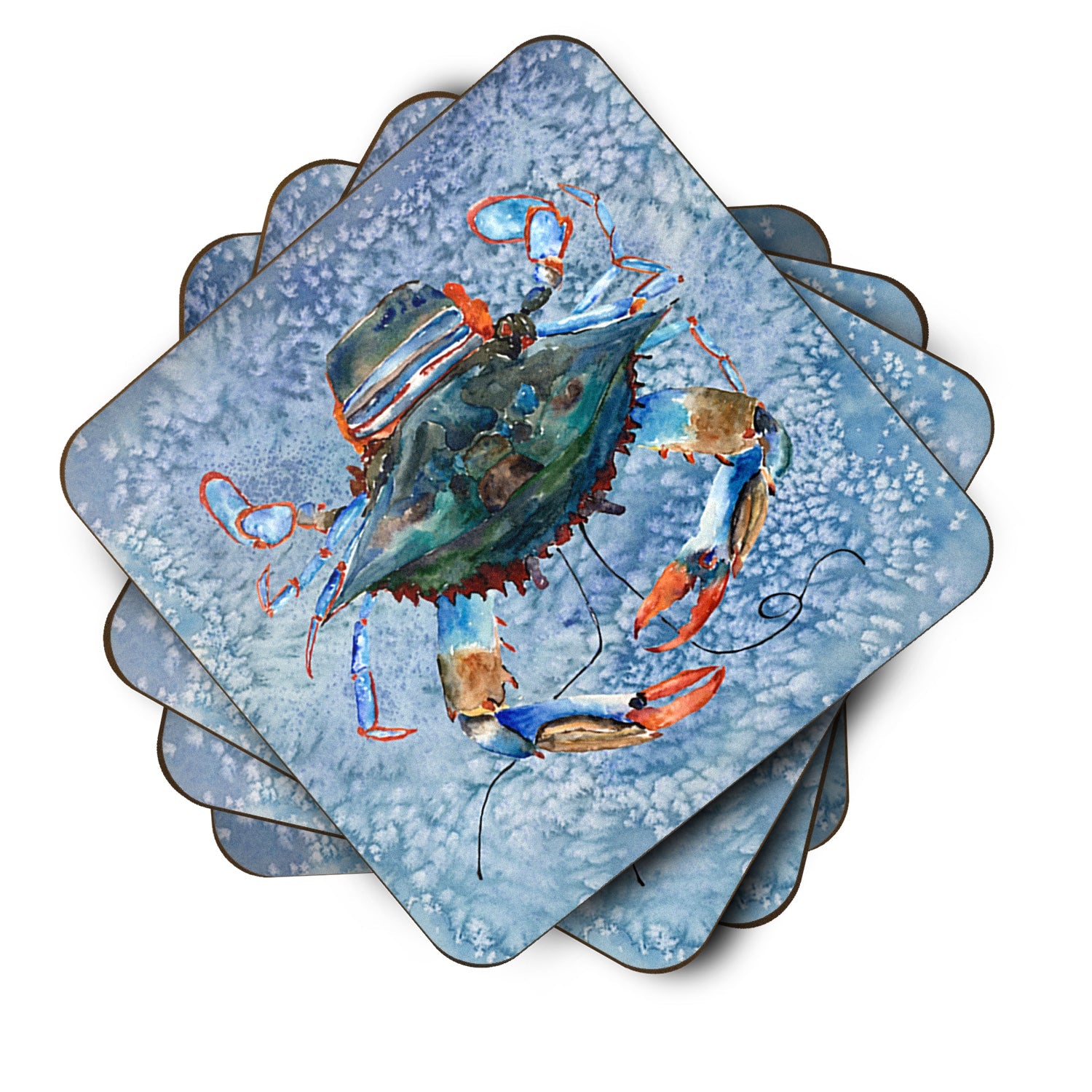 Female Blue Crab Cool Blue Water Foam Coasters Set of 4 Cup Coasters for Indoor Outdoor, Tabletop Protection, Anti Slip, Mouse pad Material