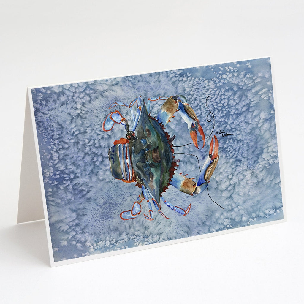 Female Blue Crab Cool Blue Water Greeting Cards Pack of 8 Blank Cards with Envelopes Whimsical A7 Size 5x7