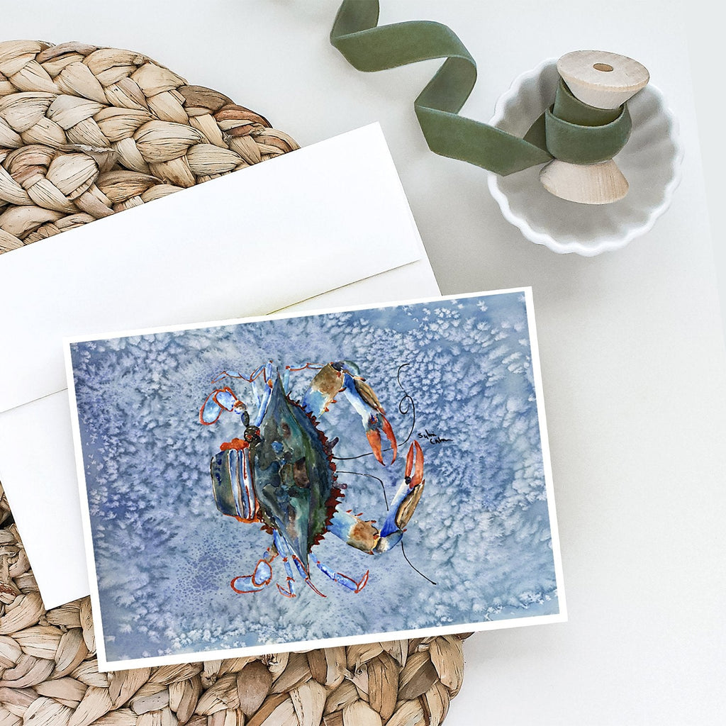 Female Blue Crab Cool Blue Water Greeting Cards Pack of 8 Blank Cards with Envelopes Whimsical A7 Size 5x7