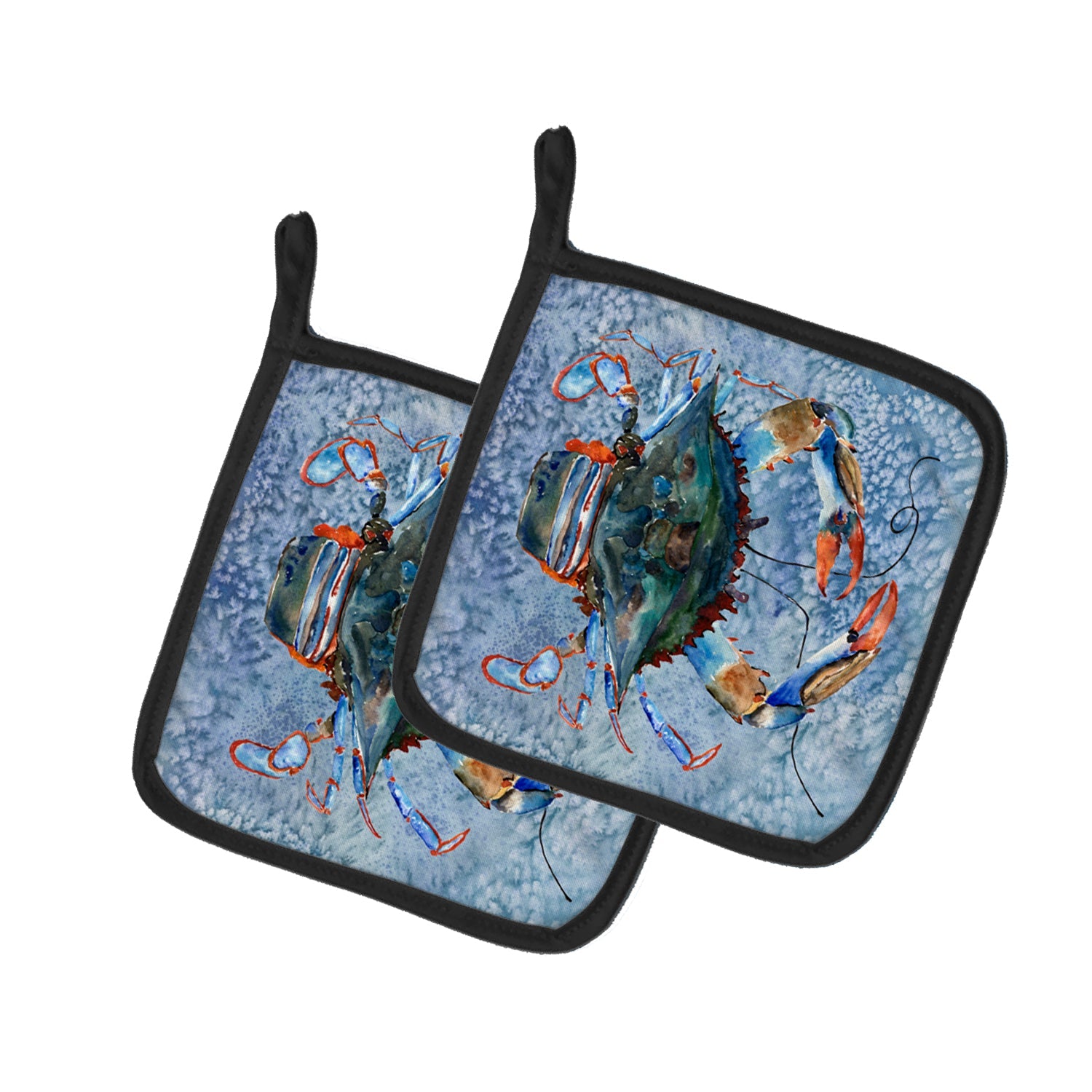 Female Blue Crab Cool Blue Water Pot Holder Set of 2 Heat Resistant Quilted Hot Pads 7.5 x 7.5 Inch, Insulated Kitchen Trivets for Cooking & Baking