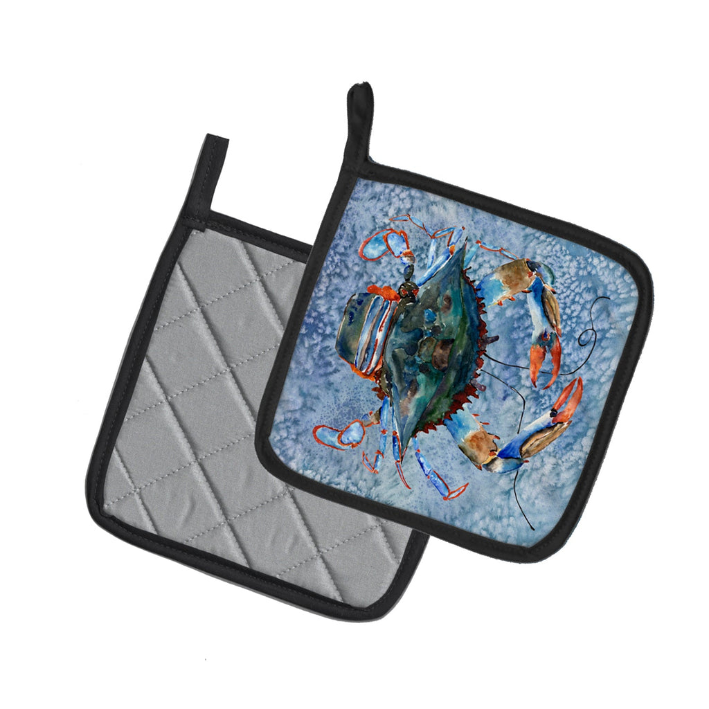 Female Blue Crab Cool Blue Water Pot Holder Set of 2 Heat Resistant Quilted Hot Pads 7.5 x 7.5 Inch, Insulated Kitchen Trivets for Cooking & Baking
