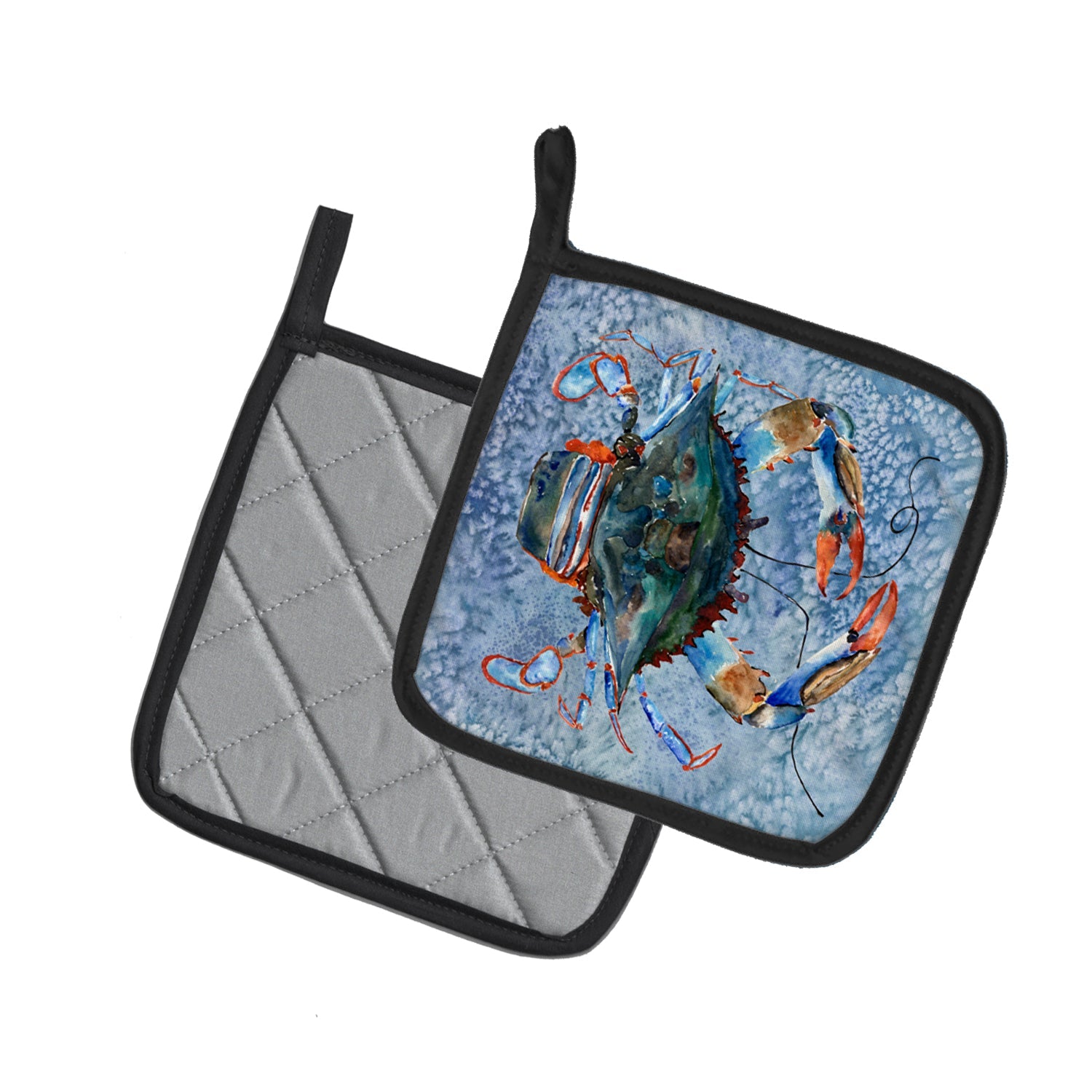 Female Blue Crab Cool Blue Water Pot Holder Set of 2 Heat Resistant Quilted Hot Pads 7.5 x 7.5 Inch, Insulated Kitchen Trivets for Cooking & Baking