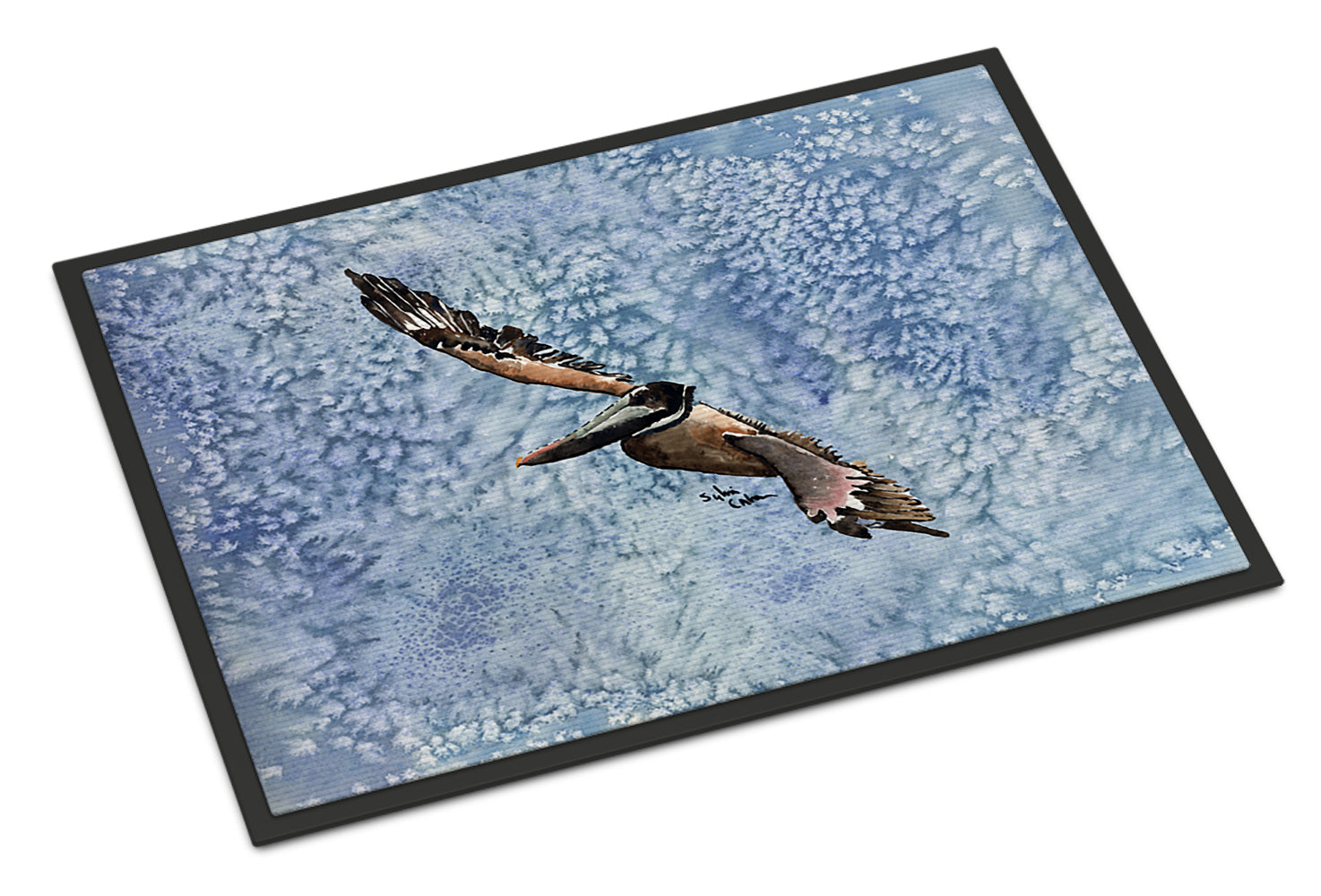 Pelican Cool Blue Water Doormat Indoor Outdoor 18H X 27W Front Door Mat Rugs for Entryway, Non Slip Washable