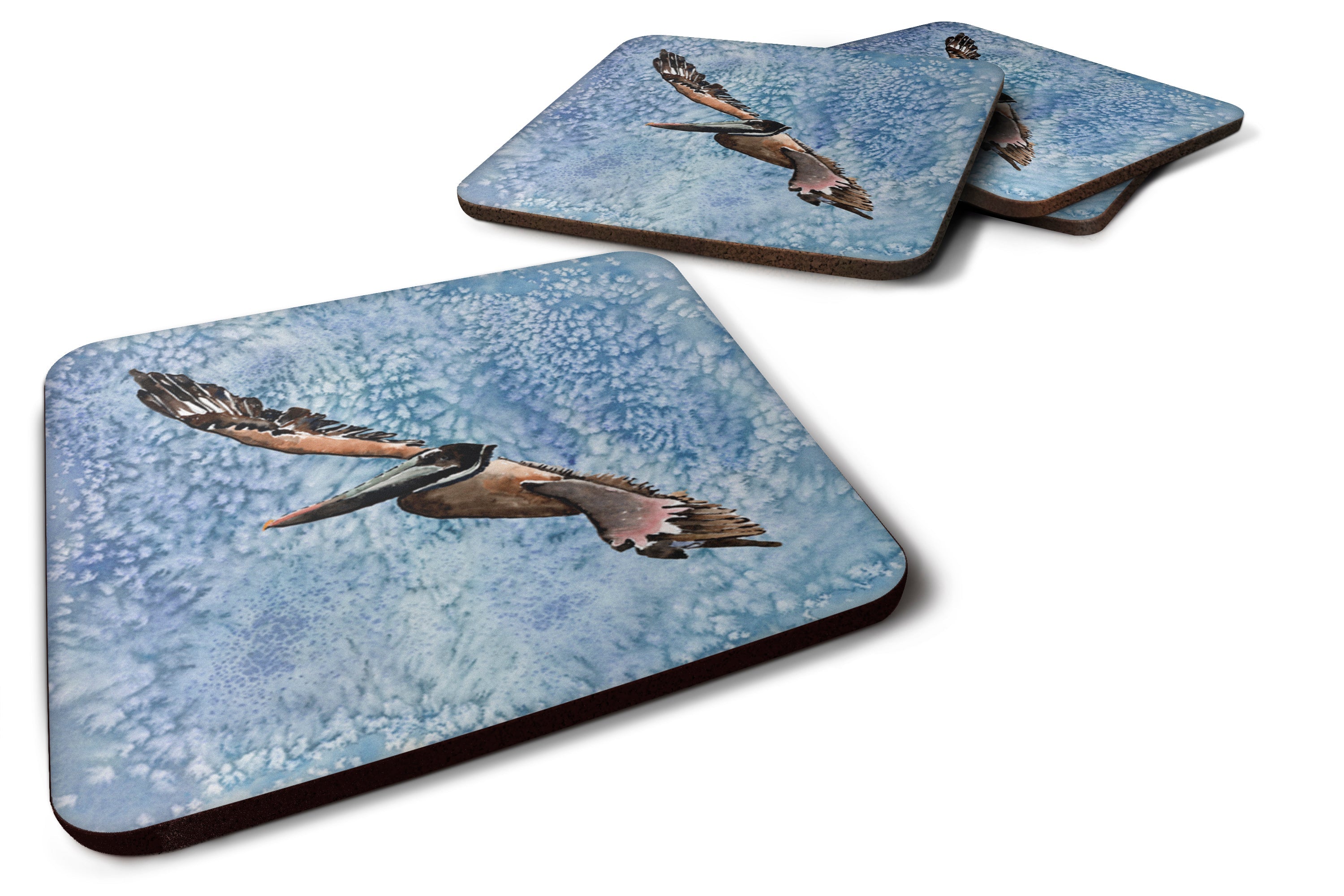 Pelican Cool Blue Water Foam Coasters Set of 4 Cup Coasters for Indoor Outdoor, Tabletop Protection, Anti Slip, Mouse pad Material